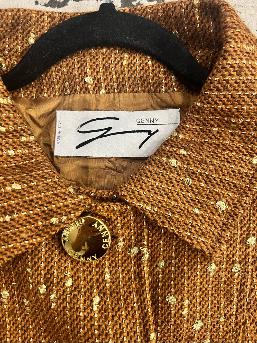 Vintage Genny Brown Tweed Button-Front Jacket